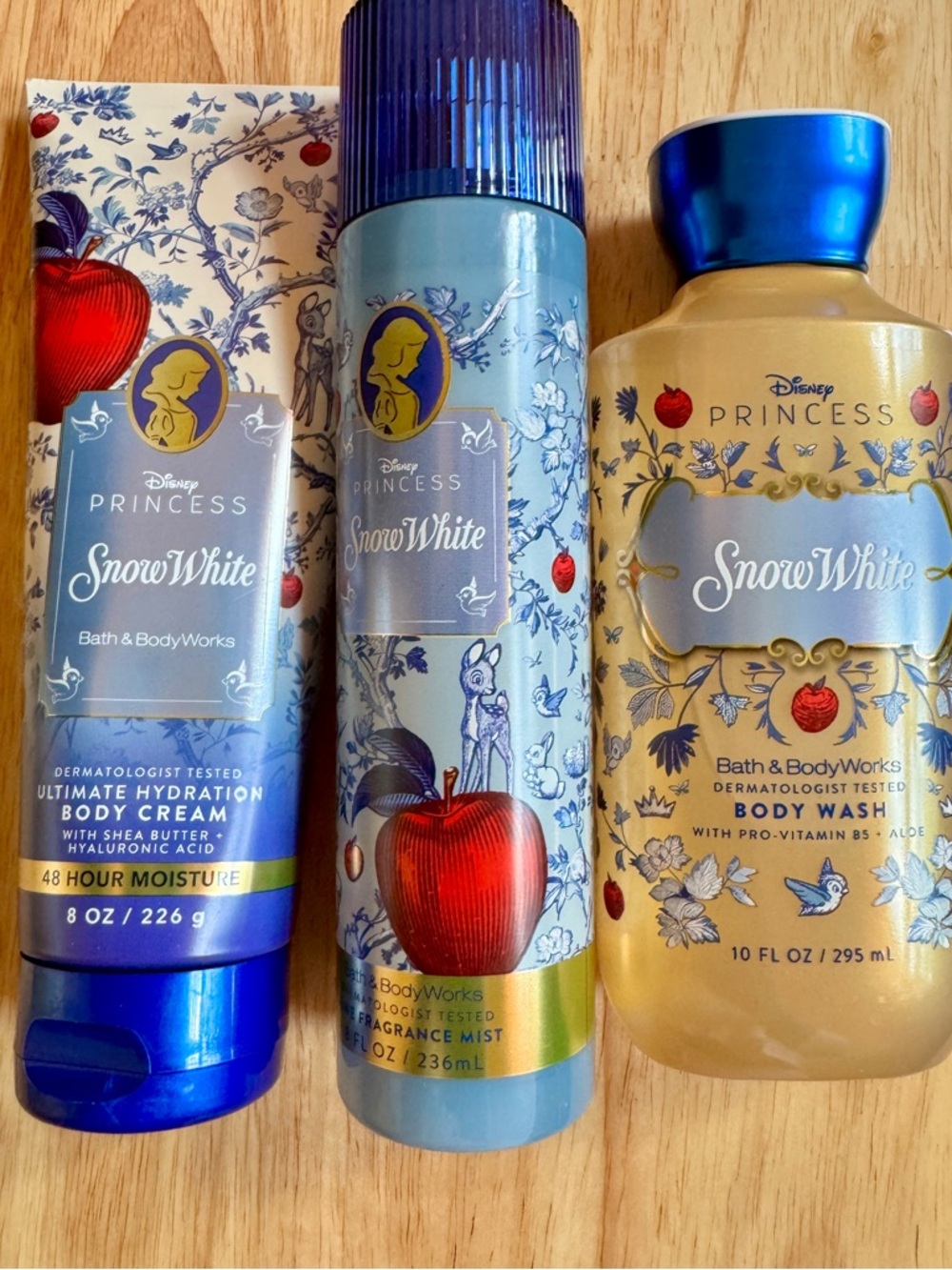 Bath & Body Works Disney Princess Snow White Blue & Gold Body Wash & Cream Set